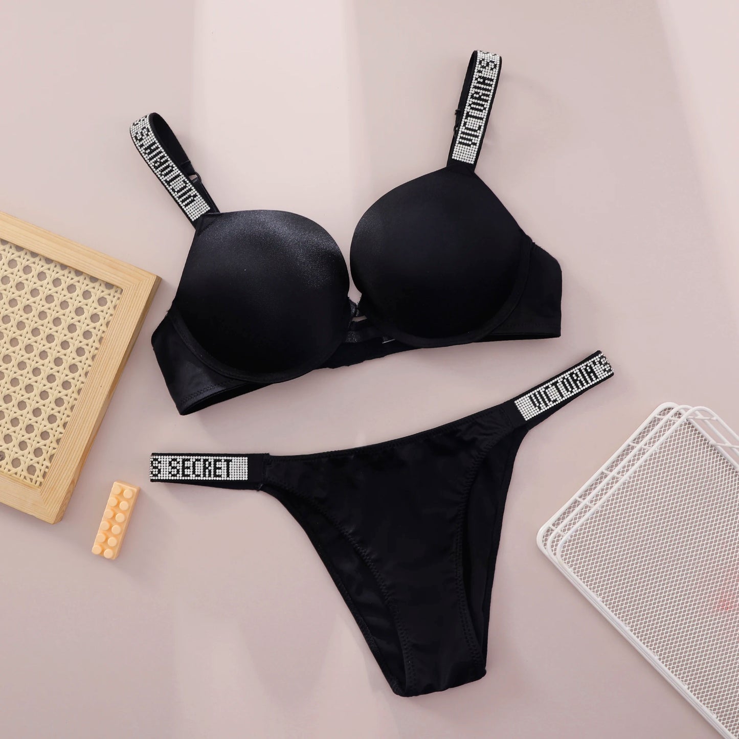 V Bra Panty Set Women Lace Push Up Bralette Seamless Comfortable Breathable Lingerie Home Wear Set Lingerie Set Underwear Set