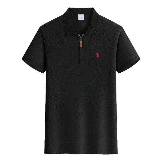 Luxury Embroidered Polo Shirt Short Sleeve Brand Men's Half Zipper Top Summer Comfortable Breathable Casual Solid Color T-shirt
