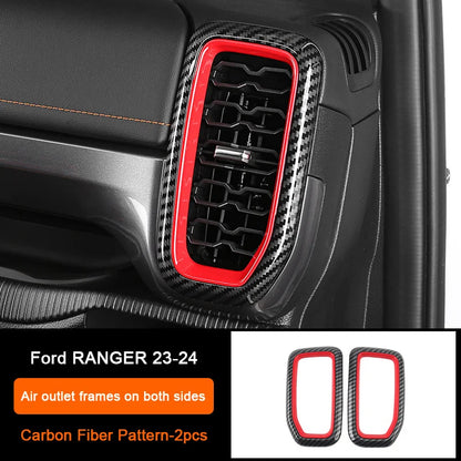 Carbon Fiber Car Interior Overlay Accessories For Ford Ranger Raptor Wildtrak T9 2022-2025, Central Gear Shift Panel Door Trim