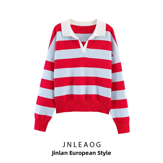 Fashionable Striped Women's  Shirt Spring New Arrival Loose Fit Classic Pattern Business Casual Long Sleeve  Neck