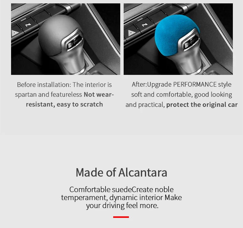 For Audi A3 Q2L S3 TT Sport Gear Shift Knob Boot Cover Trim Sticker Made of Alcantara Car Premium Interior Tuning Accessories