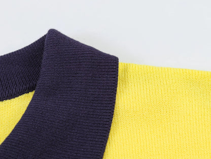 Fashionable Striped Knitted  Shirt Women's Loose Fit Business Casual Short Sleeve Classic Pattern Polyester Fiber