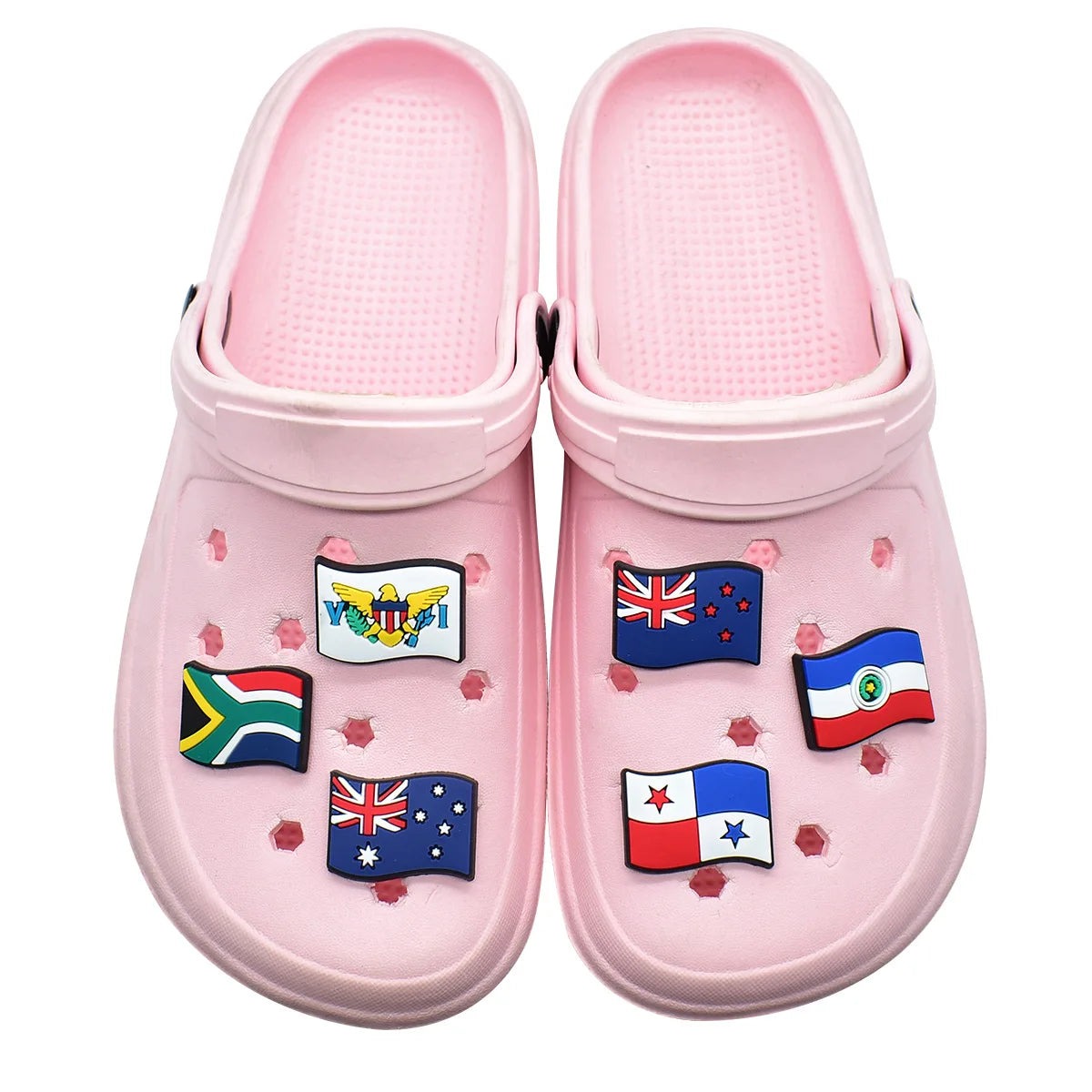 3-34Pcs National Flag Shoe Charms PVC Clog Pins Decorations for Wristbands Sandals DIY Accessories