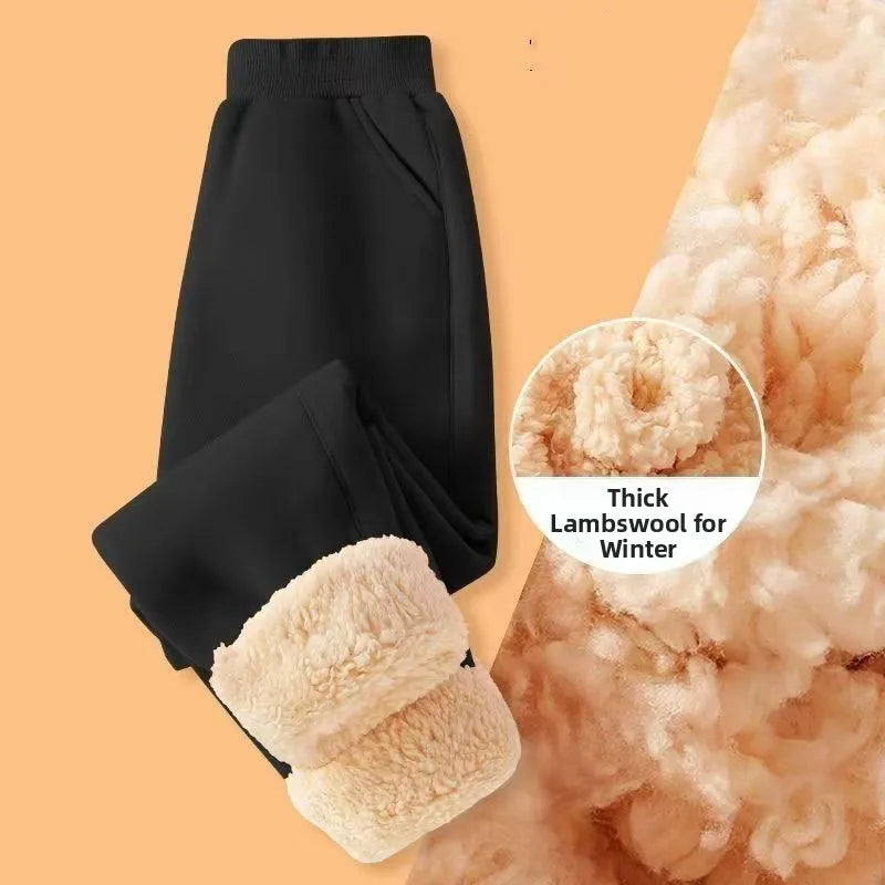 2025 New Men's Loose Lamb Velvet Thickened Warm Cotton Pants Outdoor Wear Resistant Cold Casual Long Trousers Fashionable