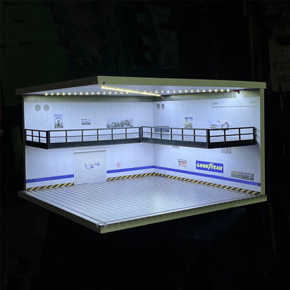 1/64 1/18 1/24 1/32 1/43 Scale Car Garage Diorama Models Set Scene LED Parking Lot Model for Matchbox Hot Wheels Collection