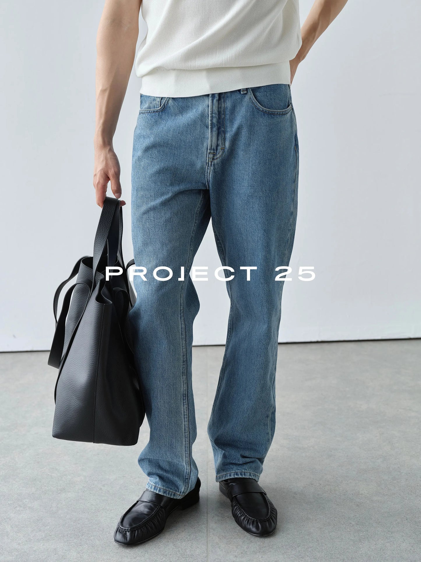 PROJECT 25 Mens Vintage Indigo Wash Jeans Japan KUROKI Okayama Denim Fabric Slim Straight Fit Business Commuter Casual Pants