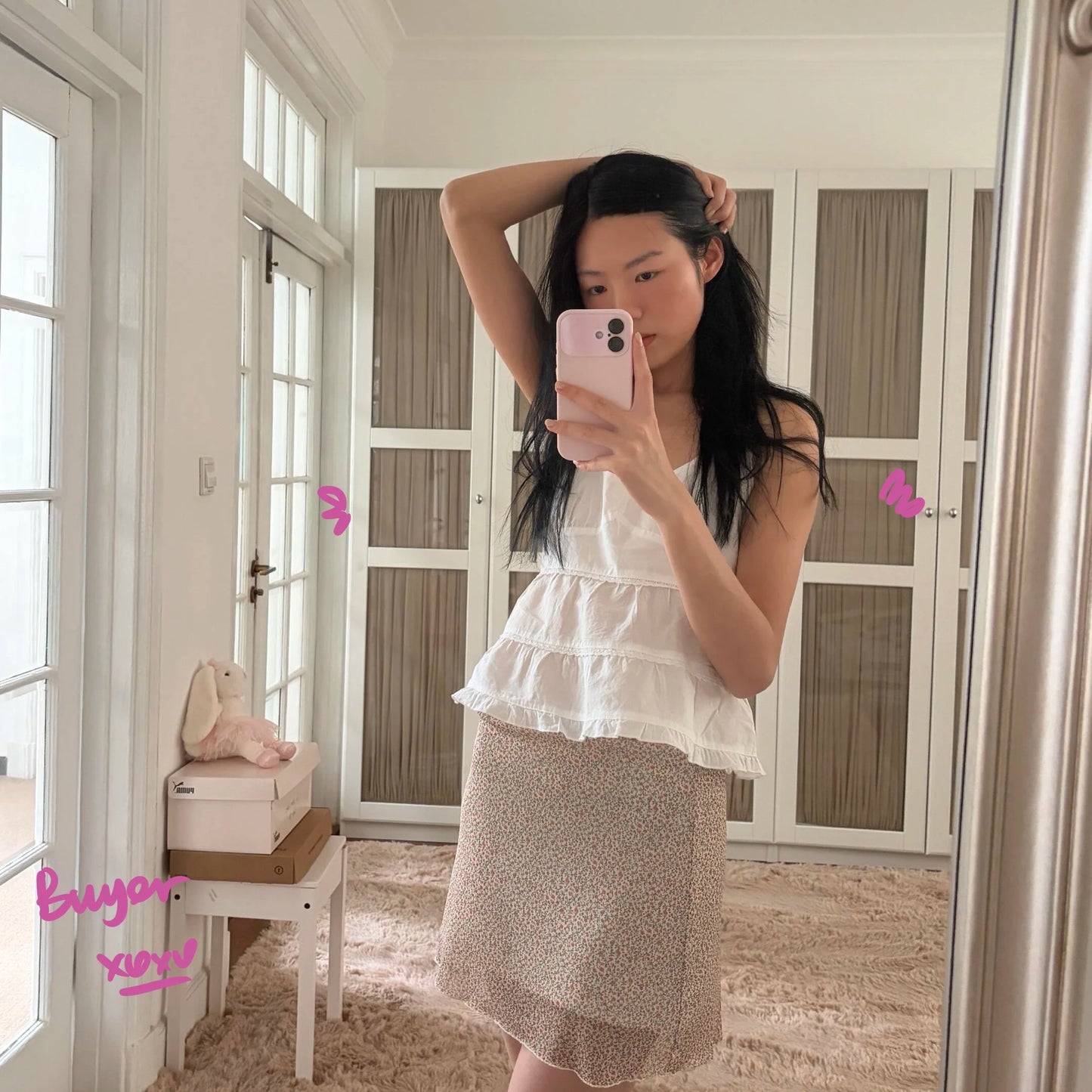Brandy Melville Pure Cotton Three-Button Base Layer Vest Sweet Style V-Neck Sleeveless Tank Top for Women Spring Summer