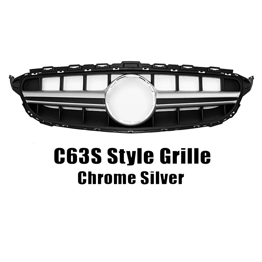 XVIP GTR Style Front Racing Grille For Mercedes Benz C-Class W205 2015-2018 C180 C200 C300 Chrome Diamonds Style Bumper Grilles