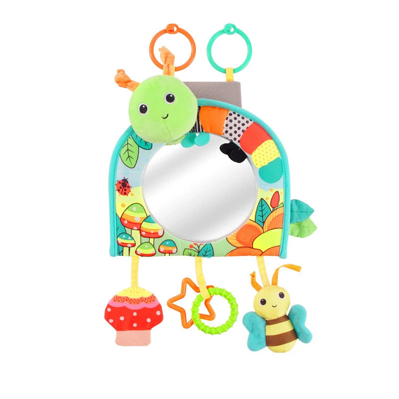 Baby Mirror Car Seat Toys Rear Teether and Crinkle Pape Fun Travel Infant  Tummy Time Toys Babies Carseat Toy for Newborns Gifts