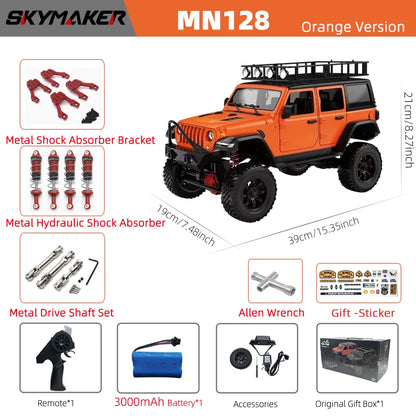 MN128 1/12 RC Car 4WD Jeep Model 2.4G Remote Control LED Light 4X4 Off Road 4WD Climbing RC Truck Electric Toy Car Gift for Boy