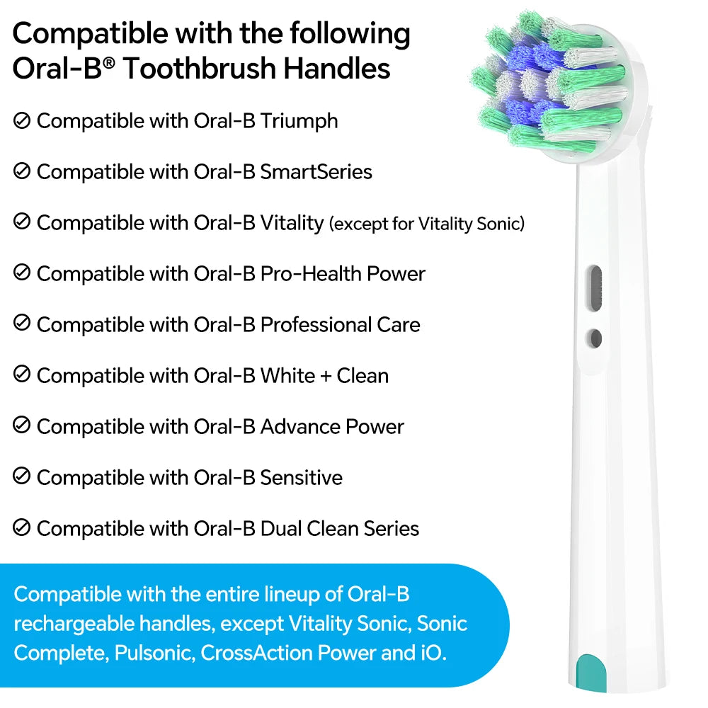 4/8/12/20pk Cross Bristles Brush Heads Compatible with Oral B Electric Toothbrush, Replacement Toothbrush Head for Pro 1000 500