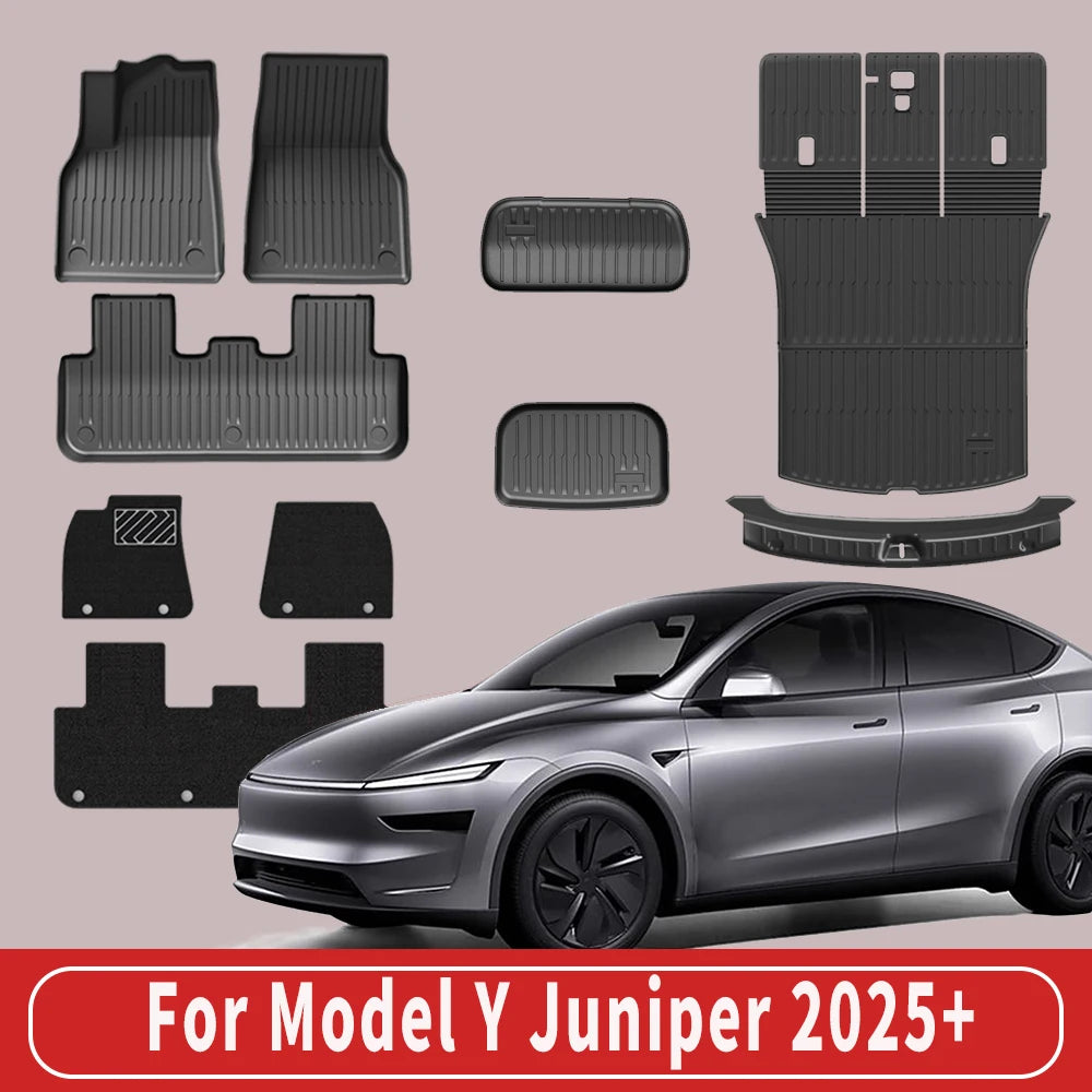TPE Car Floor Mats For New Tesla Model Y 2025 Juniper Luggage Mat Set Waterproof Anti-slip Trunk Mats Floor Liner Backrest Mats
