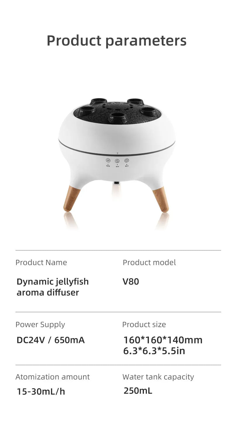 Jellyfish Aroma Humidifier Aromatherapy Diffuser Creative Ultrasonic Essential Oil Diffuser Remote Control Mist Humidifier