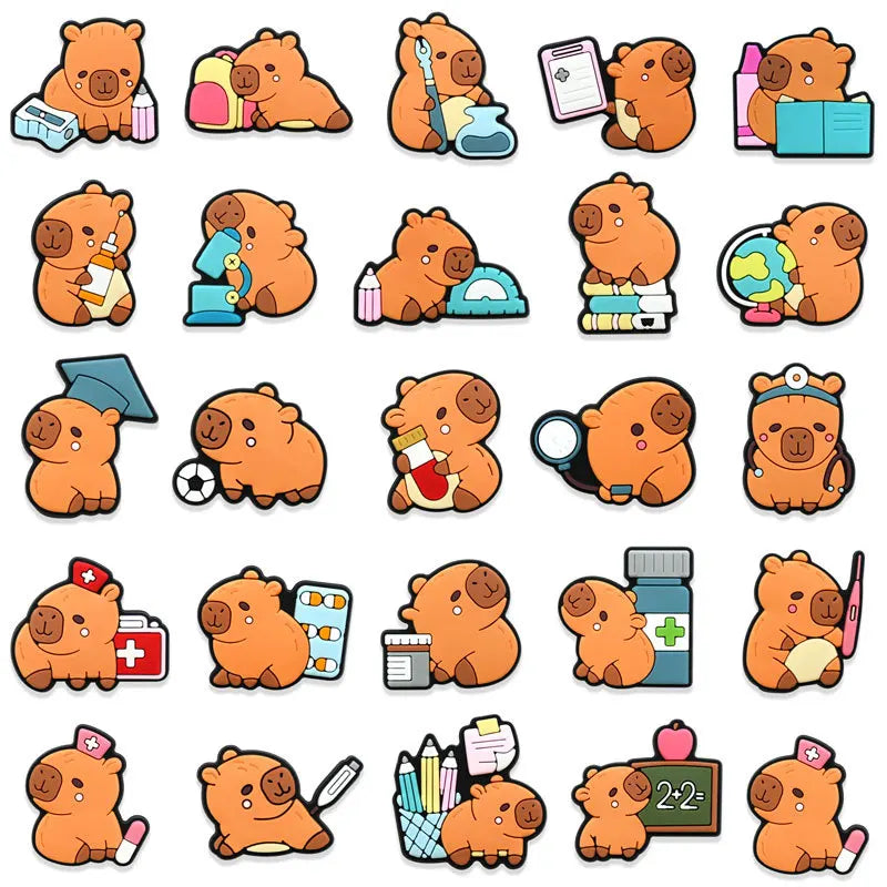16-100pcs Capybara Summer Shoe Charms Animals Shoe Accessories For Clogs sandal Garden Decoration Kids School Gift Fit Wristband