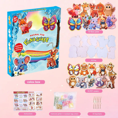 Children DIY Princess Shaker Charm Animal Ocean World Keychain Pendant Educational Toy Set for Kids Creative Play