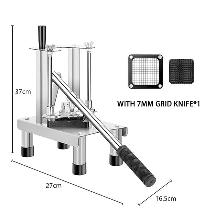 Manual Fries Machine Commercial Vegetable Fruit Meat Chopper Dicer Cutting Machine Stainless Steel Potato Cutter Vertical Dicer