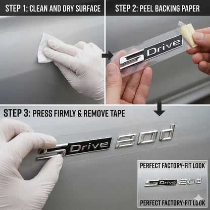 3D ABS Car Styling Logo sDrive 20i 20d Emblem Badge Sticker For BMW X1 X2 X3 Z4 Trunk Fender Decal Gloss Black Silver Accessorie