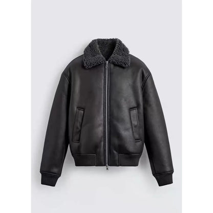Loose Double-Sided Leather Effect Jacket Men's Casual Style Long Sleeve Zipper Closure Pure Color HMZR Autumn Winter New Arrival