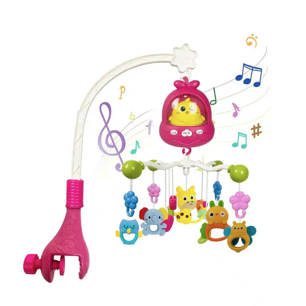 Musical Baby Crib Mobile with Projector Remote Control Night Light Sensory Hanging Toy for Newborns Infant Stroller