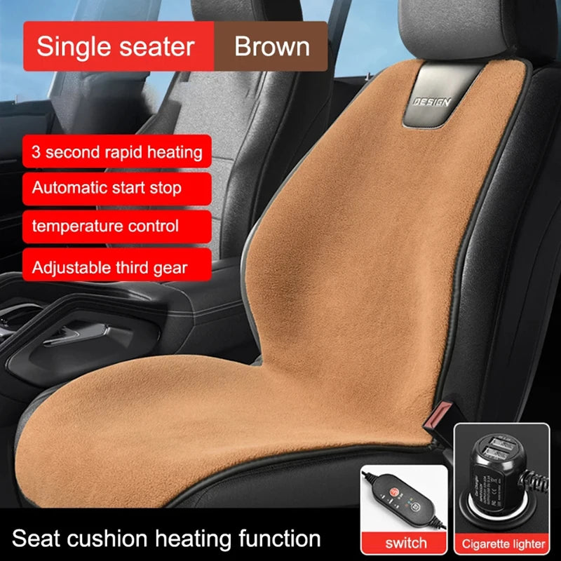 12V Universal Heated Car Seat Cushion Car Seat Heater 3 Gear Adjustable Winter Warmer Seat Heating Pads Car Interior Accessories