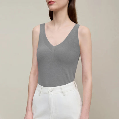 Amii Women's Tank Top 2026 Summer New Solid Color Slim Fit Sleeveless Vest Casual Layering V-Neck Camisole For Women 12642062