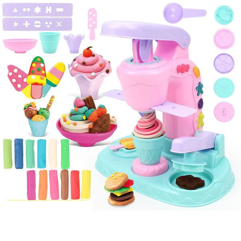Kids Colored Clay Noodle Machine DIY Play Dough Tools Ice Cream Plasticine Mold Kits Puzzle Toys for Boys Girls Birthday Gift