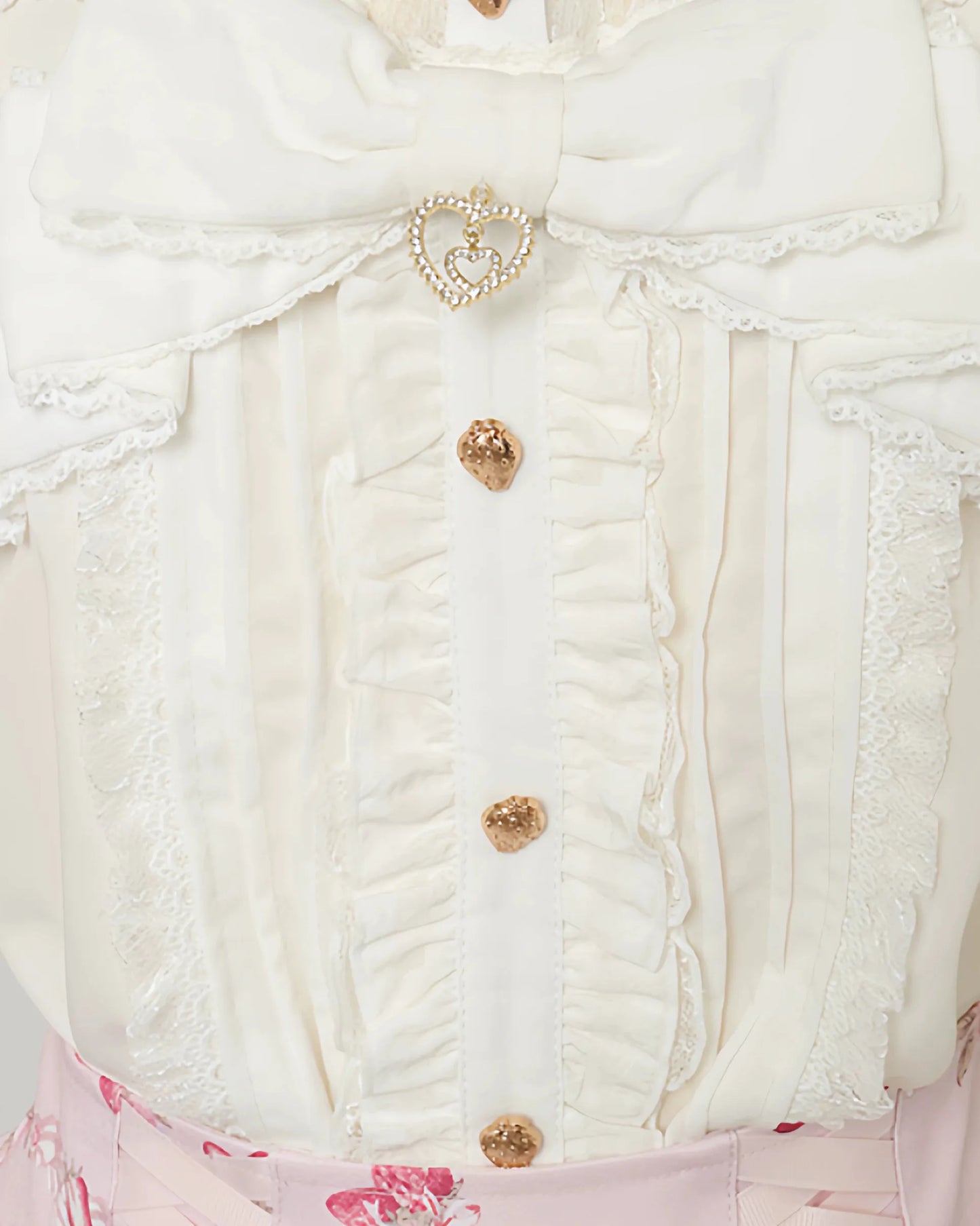 Japanese Mass Produced New Sweet Doll Collar Lolita Strawberry White Shirt Female 2026 Spring Pleated Lace Bow Blouses Top Women