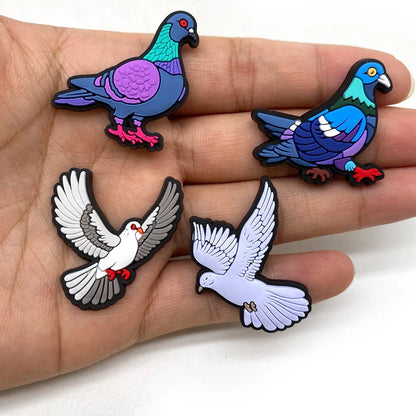 16-100Pcs Wholesale Dove of Peace PVC Shoe Buckle Charms Mix Pigeon Adult Clog Ornaments For Birthday Present