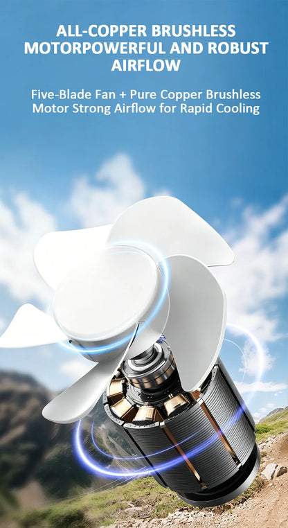 Car Cooling Clamp Fan Brushless Motor USB Rechargeable Fan  3 Speed Wind Rotatable Portable 5 Leaves Fan Car Electronic Tool