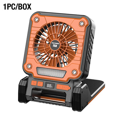 Solar 20000mAh portable electric fan with Led lights for tents, car camping hooks and usb&solar charging for hiking, fishing, pi