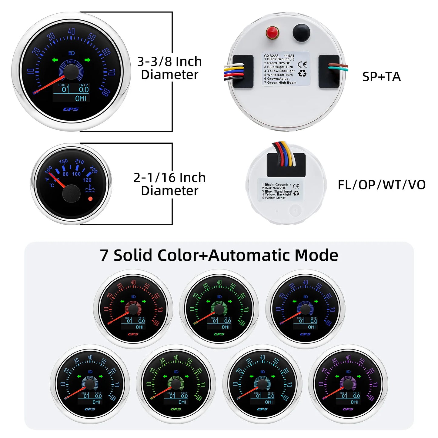 6 Gauge Set Digital GPS Speedometer Tachometer Fuel Gauge Water Temp Oil Pressure Voltmeter With Sensors For Boat Car Customized