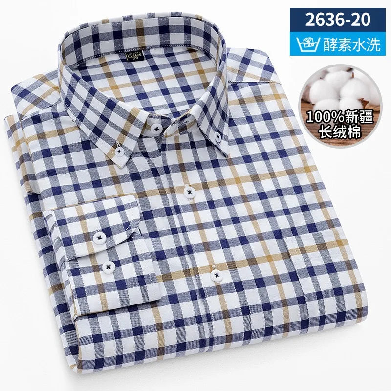 Men's long sleeve shirt pure cotton breathable comfortable business casual slim top shirt trend spring and summer formal wear