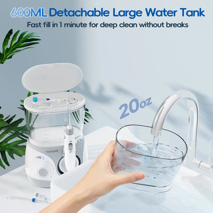Home Water Flosser, 10 Adjustable Pressures,600 ml Large Capacity,6 Home Nozzles Professional Oral Irrigator for Teeth Clean