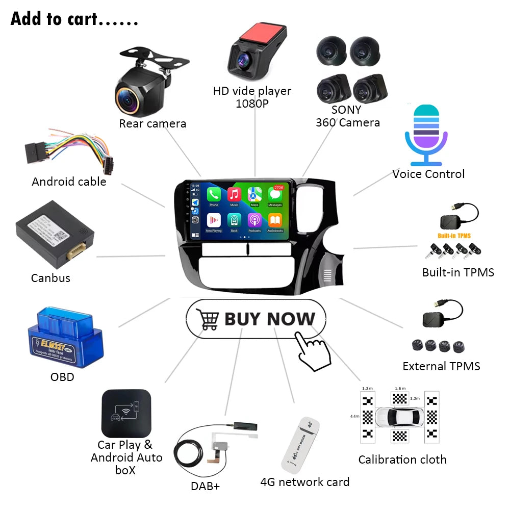 Android 16 For Mitsubishi Outlander 3 GF0W GG0W RHD 2012-2018 RHD 9 Inch Car Radio Auto radio GPS Navigation WIFI 5G Multimedia
