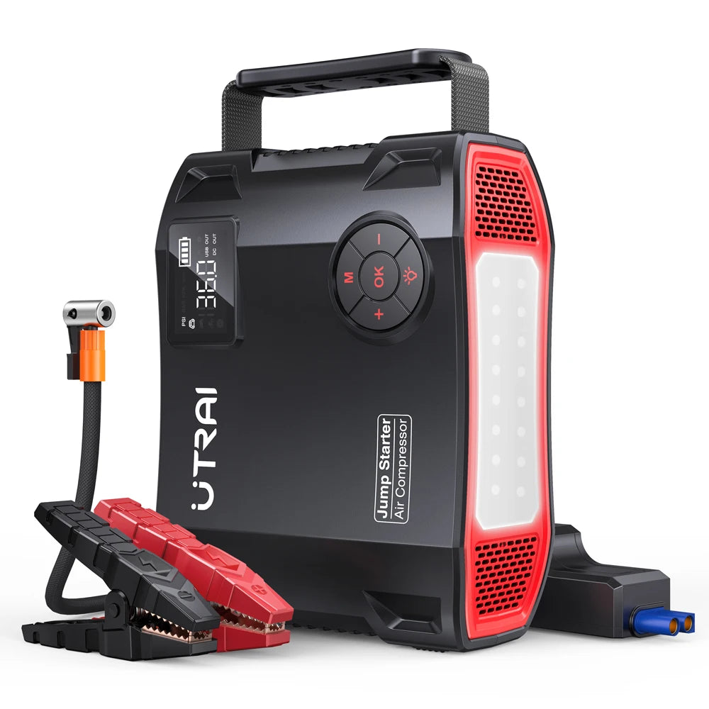 UTRAI 2000A 4-in-1 Car Jump Starter 150PSI Air Inflator Portable Power Bank Emergency Booster for 12V Cars Starting Device
