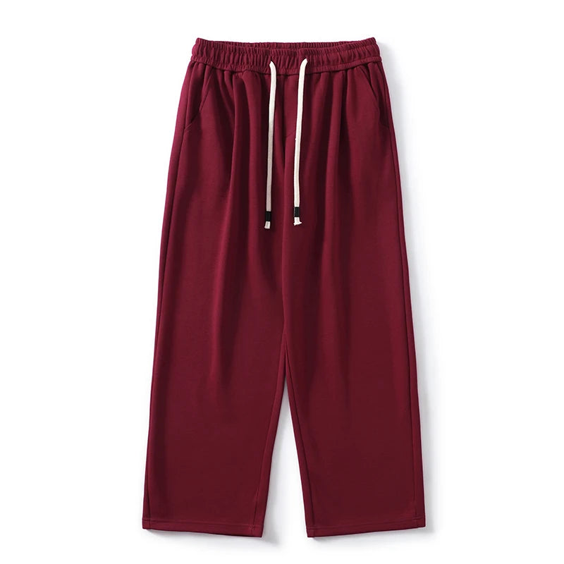 DUKEEN Pique Fabrics Sweatpants for Men Loose Causal Straight Legged Trouse Autumn and Winter Solid Colors Sports Fleece Pants
