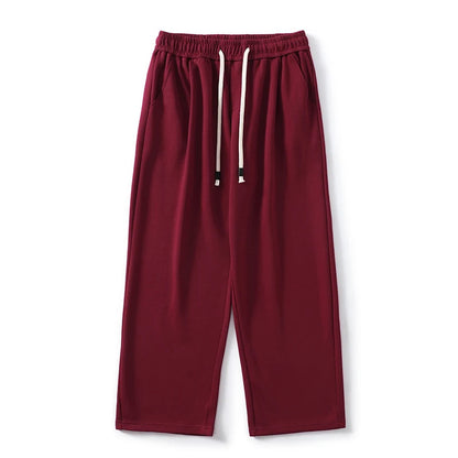 DUKEEN Pique Fabrics Sweatpants for Men Loose Causal Straight Legged Trouse Autumn and Winter Solid Colors Sports Fleece Pants