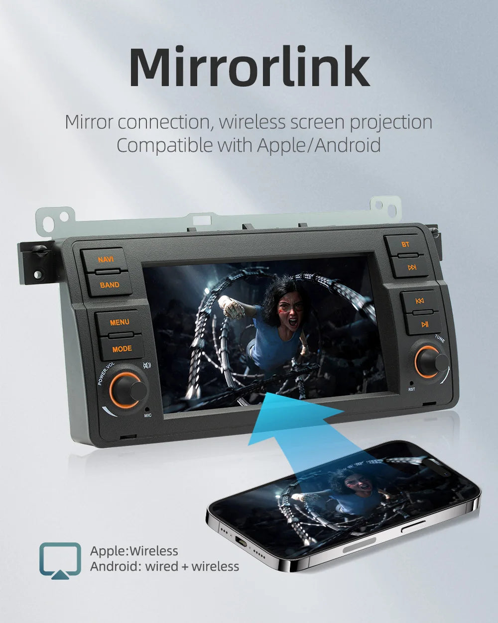 BQCC 7 Inch Android 13 Quad/Octa Core Carplay car Radio WIFI GPS 4G car stereo Navigation player MirrorlinkFor Bmw E46 1998-2006