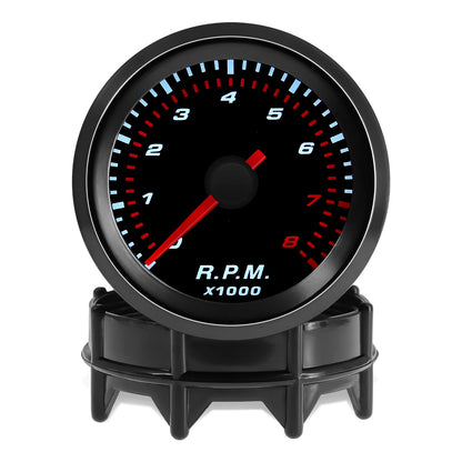 0~8000 RPM Meter Smoke Lens 2" 52mm Universal Car Motor White Led Meter Pointer Tachometer