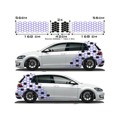 Honeycomb Side Door Back Sticker Fender Car Sticker Universal Hexagon Design Vinyl Stickers Decal Ade Kit