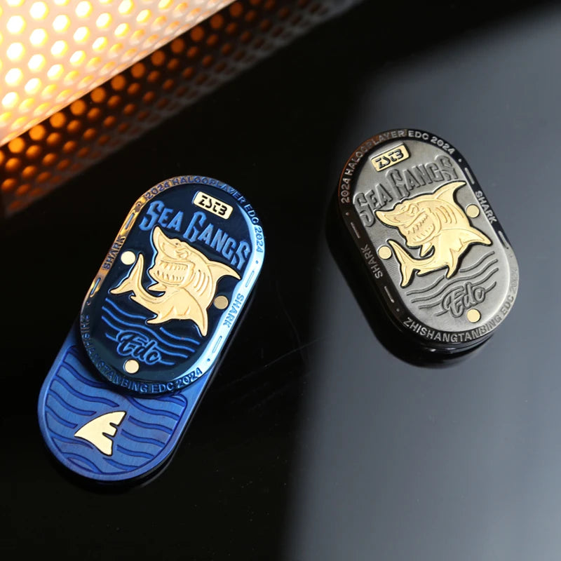 ZSTB Shark Slider Metal Fidget Toy for ADHD Anxiety Relief Adult EDC Stress Focus Tool Office Desk Mechanical Gift for Men Women