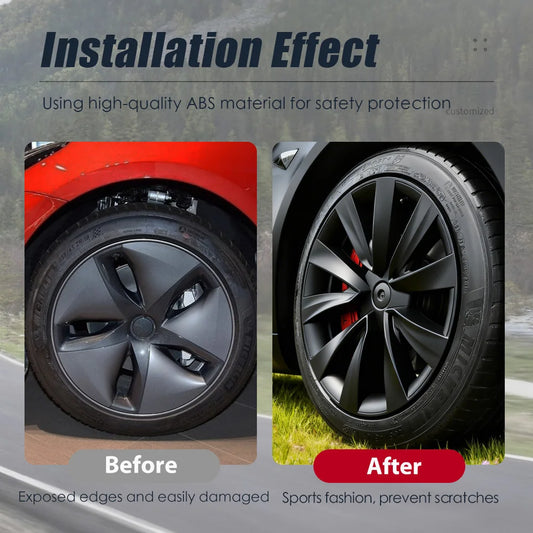 4PCS Hub Caps for Tesla Model 3 18 Inch Wheel Cover Performance Replacement Aero Wheels Full Rim Accessories 2018-2023 2022 2021