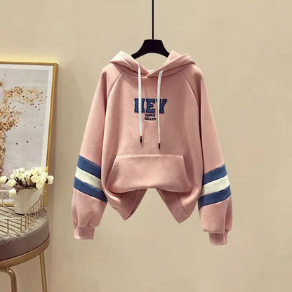 Sports Set for Women in Spring and Autumn New Korean Version Color Blocking Hooded Top Casual Pants Age Reducing Two-piece Set