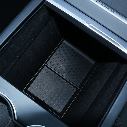 For Tesla New Model Y 2025 Launch Juniper Teslajuniper ABS with Silicone Non-slip Mat Console & Armrest Storage Box Upper