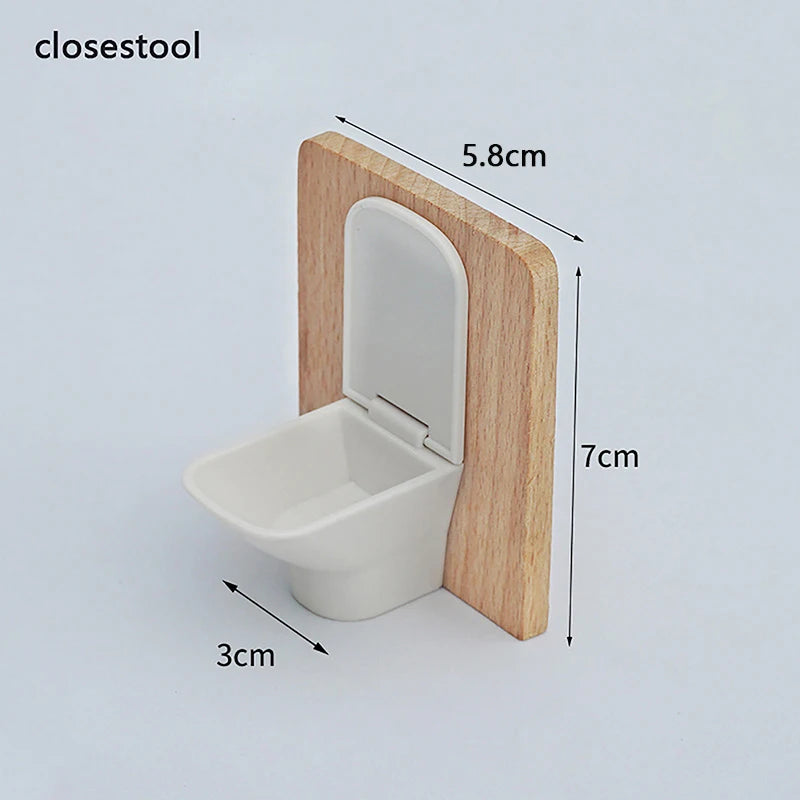 1:6 1:12 Dollhouse Miniature Wooden Bathroom Sink Cabinet Kitchen Wash Basin Drawer Furniture Model Decor Toys Accessory