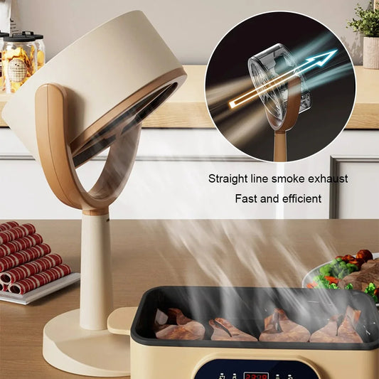 Portable Desktop BBQ Smoke Extractor 3000mAh 5V Adjustable Angle Range Hood for Indoor Hot Pot With 10 Filter Sponges