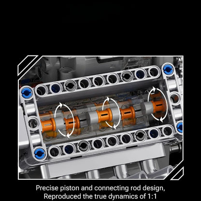 V8 Mechanical Engine Building Block Kit, 3D Plug Assembly Simulated Model, Home Desktop Display, Exclusive Gift For Collectors