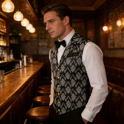 Slim Fit Vest British Retro Style Fashionable Suit Vest for Daily Casual Wear Black Vest Mens Vest Waistcoat