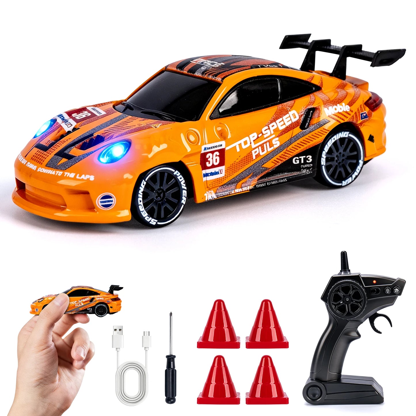 1/64 High Speed Drift RC Car with Light 2.4G 4WD Remote Control Car Mini Racing Model Cars Desktop Full Proportion Cars Gifts