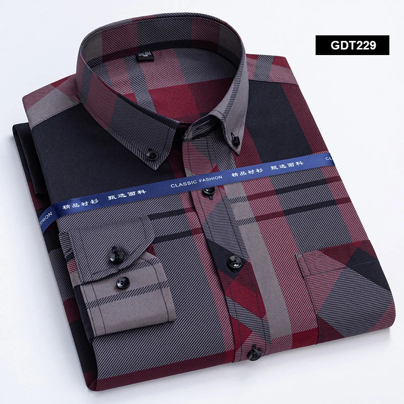 Men's Non-iron Shirts Business Casual Bronzing Long Sleeved Regular Fit Shirts Spring and Autumn New Fashion Print Top Clothing